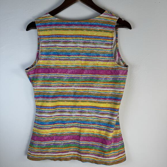 LAUREN RALPH LAUREN Sleeveless Wrap Top Multicolor Striped Surplice V Neck Boho - Picture 2 of 6